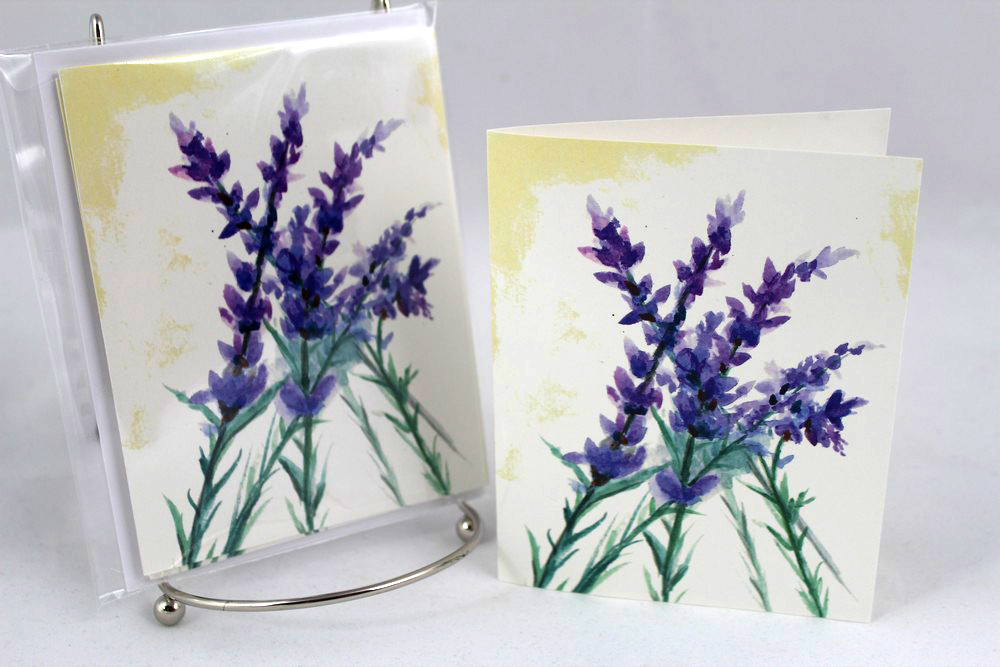 lavender stems note cards
