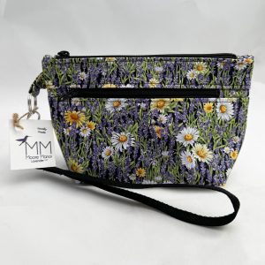 Lavender and Daisies Wristlet Handbag