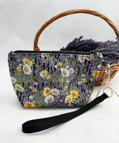 Lavender and Daisies Wristlet Handbag - back