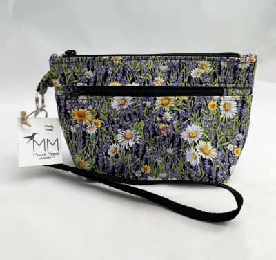 Lavender and Daisies Wristlet Handbag